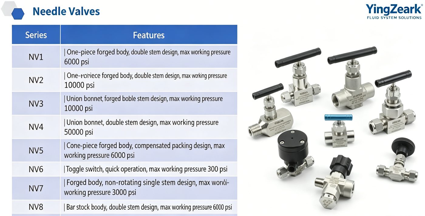 Forged instrument needle valves machined from certified 316 stainless steel