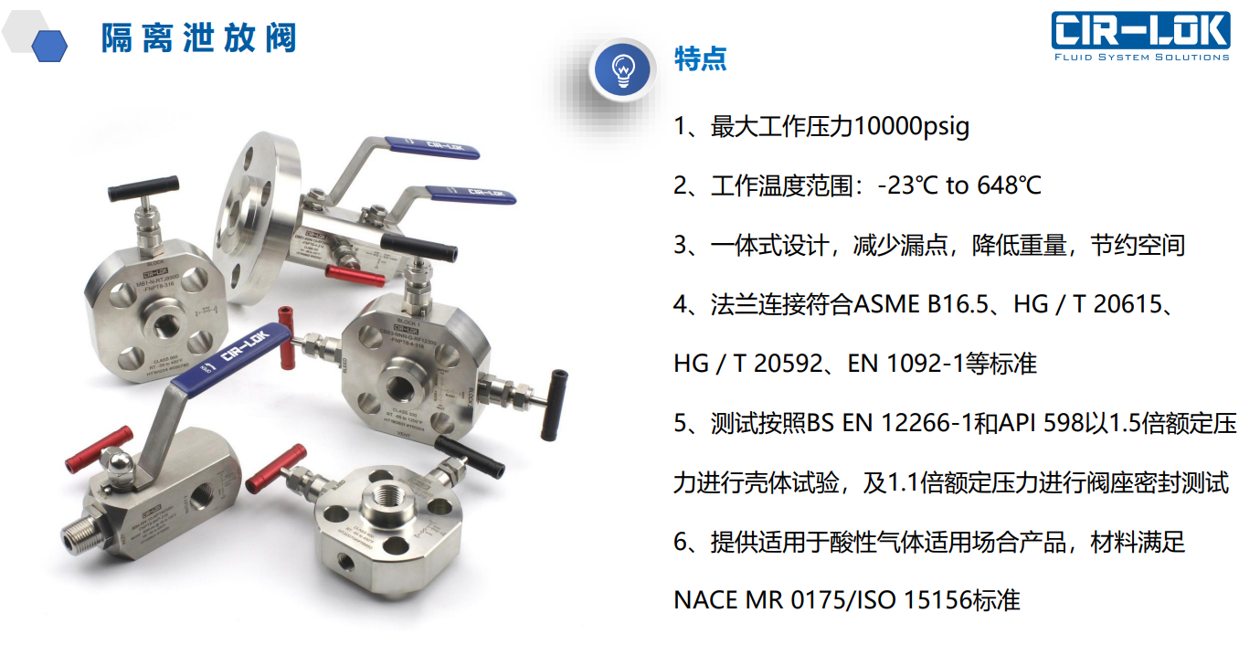 Isolation & Bleed Valves reference sheet