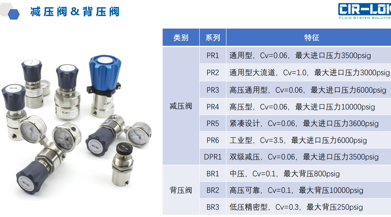 Pressure Reducing & Back Pressure Regulators reference sheet