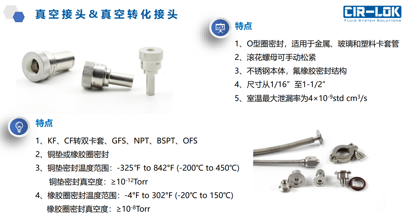 Vacuum Fittings & Adapters reference sheet